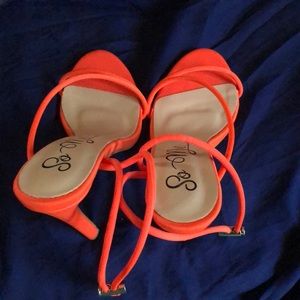 Orange neon sandal heels